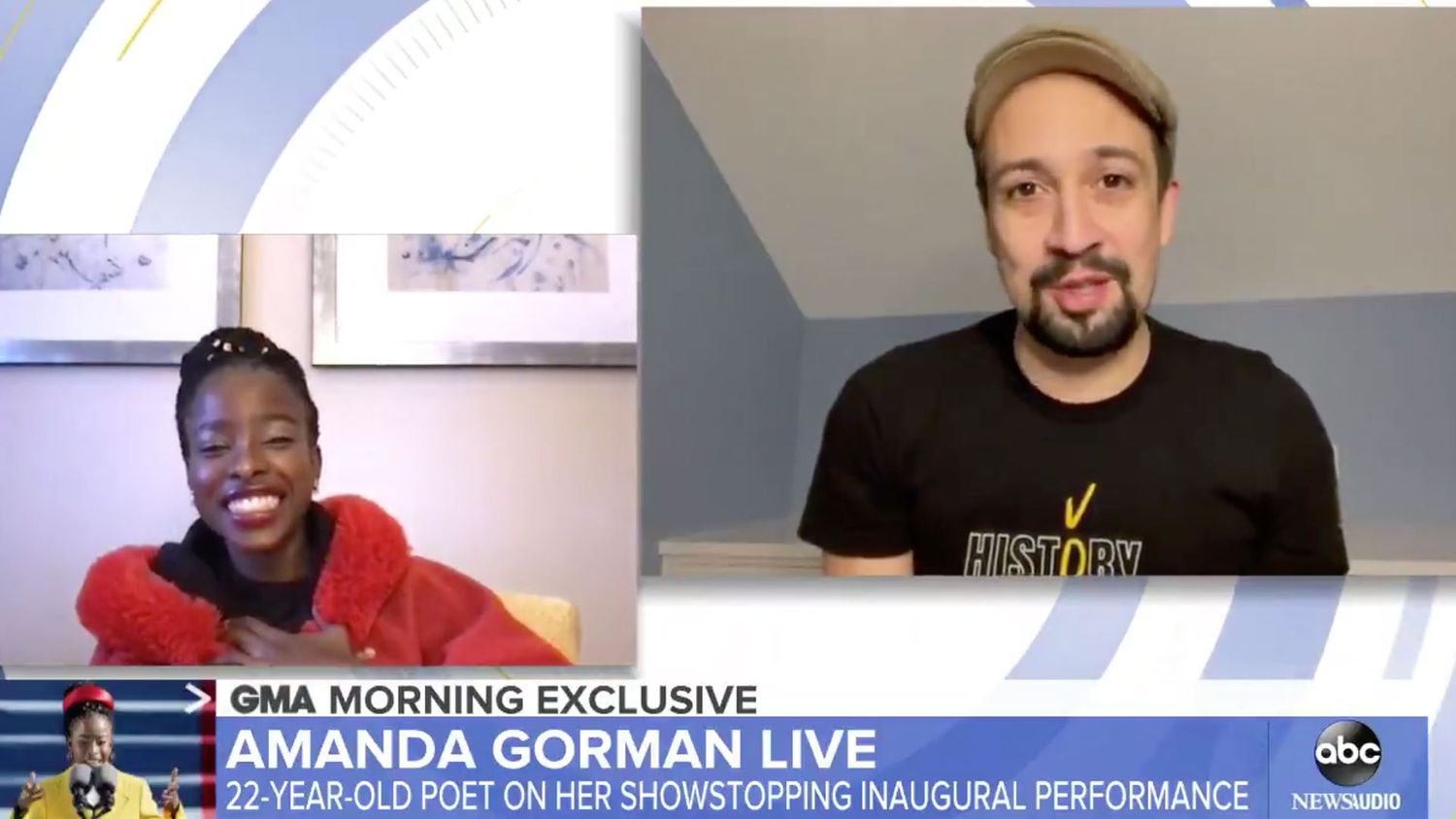 Lin-Manuel Miranda สร้างความประหลาดใจให้กับกวี Amanda Gorman ด้วยข้อความพิเศษ: 'Keep Changing the World'
