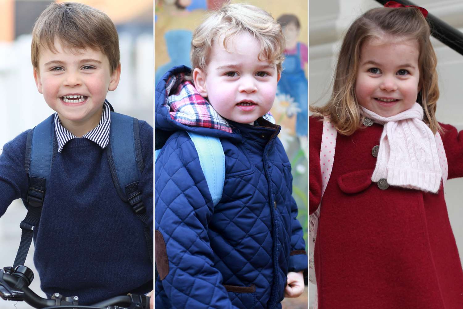 Sehen Sie das Foto von Prinz Louis 'erstem Tag der Vorschule im Vergleich zu dem von Prinz George und Prinzessin Charlotte!