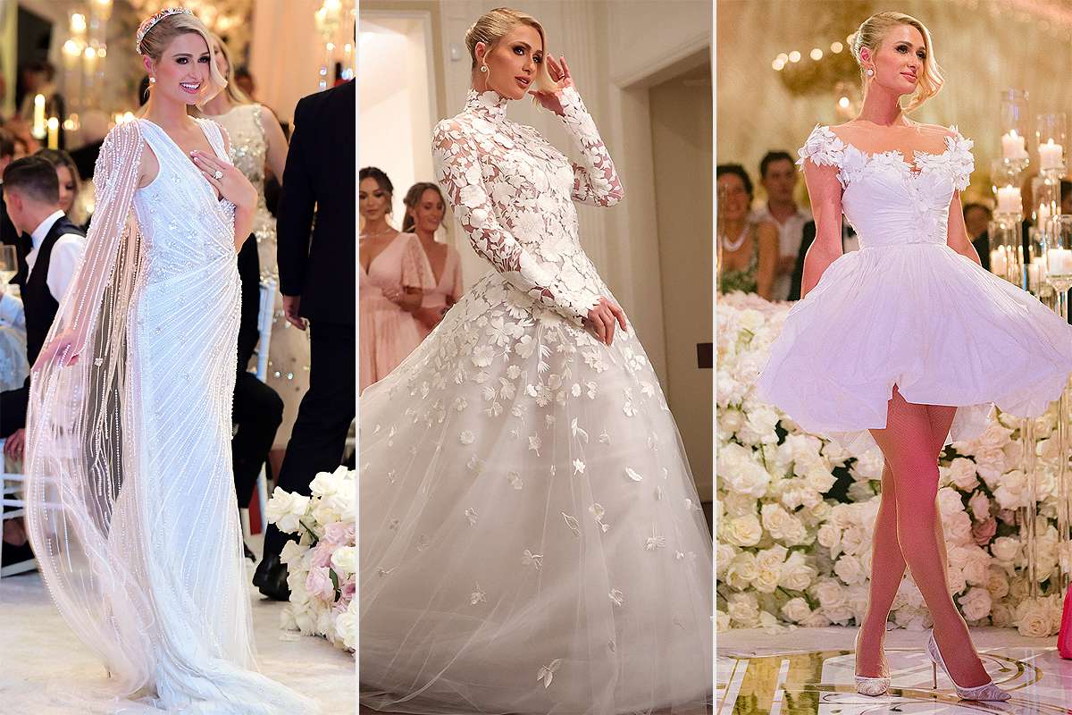 ¡Cuento de hadas de la moda! Vea todos los lujosos looks de boda de Paris Hilton